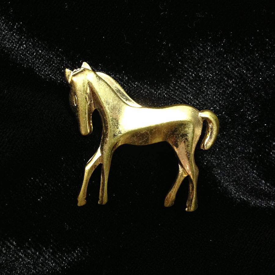 Vintage Gold Tone Horse Brooch By Iamia