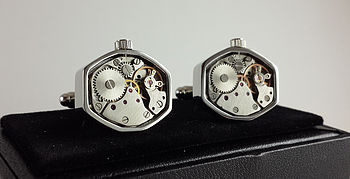 Decorative Geometric Clockwork Watch Cufflinks, 4 of 6