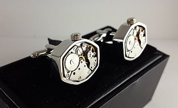 Decorative Geometric Clockwork Watch Cufflinks, 5 of 6