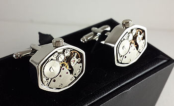 Decorative Geometric Clockwork Watch Cufflinks, 6 of 6