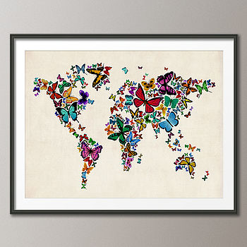 Butteflies Map Of The World Art Print, 6 of 6