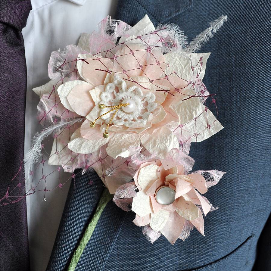 whimsy paper flower buttonhole by paper posies