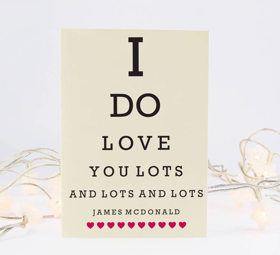 personalised eye chart greeting card by sarah hurley