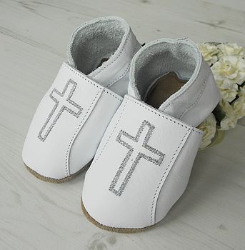 Personalised Christening Shoes With Cross, 2 of 7