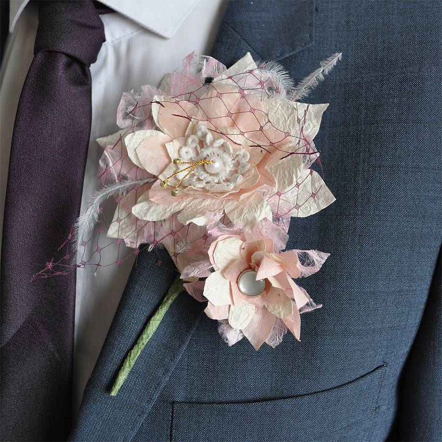 whimsy paper flower buttonhole by paper posies