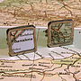 Personalised Square Vintage Map Cufflinks, thumbnail 1 of 3