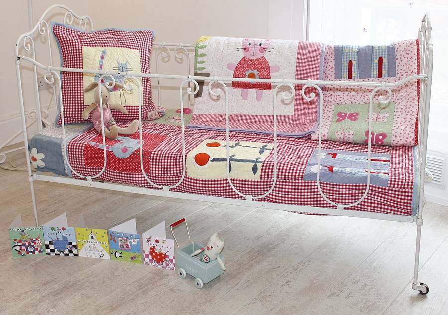 Childrens Cot Quilt Red Gingham By The Happy Headbangers Club