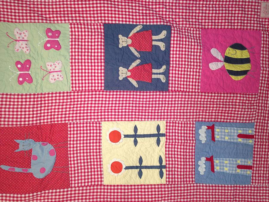 Childrens Cot Quilt Red Gingham By The Happy Headbangers Club