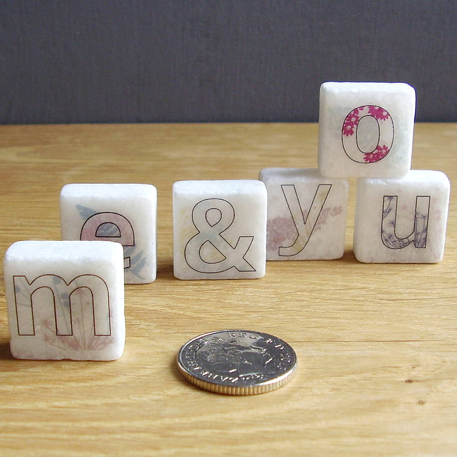 'Me And You' Decorative Mini Marble Letter Tiles By littlebirdydesigns