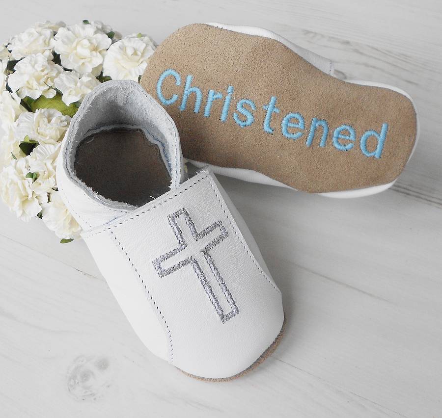 Personalised Christening Shoes With Cross, 1 of 7