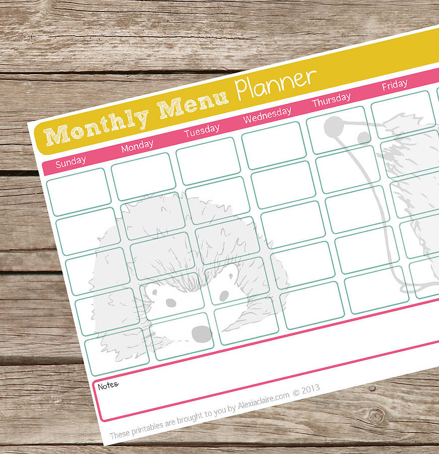 printable meals planner meals planner