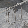 Oval Looped Silver Hoop Earrings, thumbnail 4 of 6