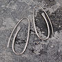 Oval Looped Silver Hoop Earrings, thumbnail 5 of 6