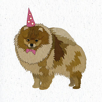 Illustrated Party Pomeranian Blank Card, 2 of 4