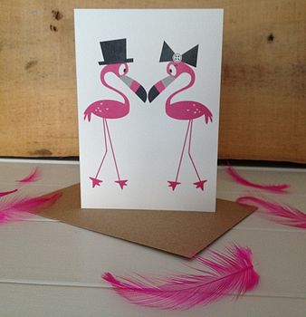 Mr And Mrs Flamingo Wedding And Valentines Card, 4 of 6