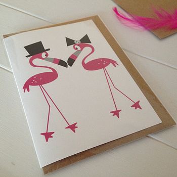 Mr And Mrs Flamingo Wedding And Valentines Card, 3 of 6