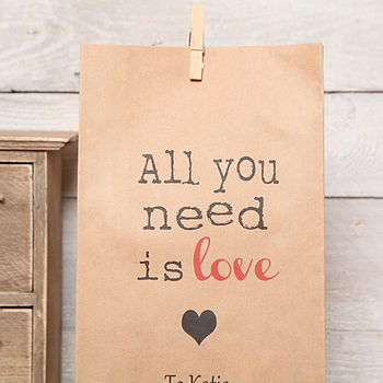 Personalised 'All You Need Is Love' Gift Bag, 2 of 2