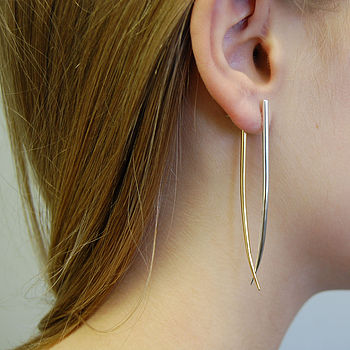 Gold And Silver Swing Tusk Drop Earrings, 4 of 9