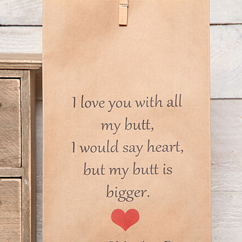 Personalised Humorous Butt Valentine Gift Bag, 2 of 3