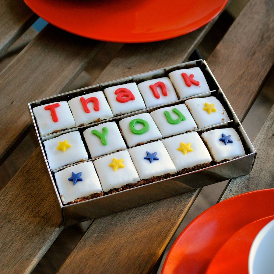 thank you letterbox cake by the cake nest