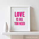 neon love is all you need letterpress print by print for love of wood ...