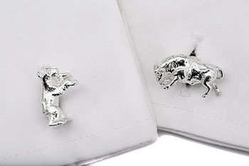 Bull And Bear Cufflinks In Sterling Silver, 2 of 2