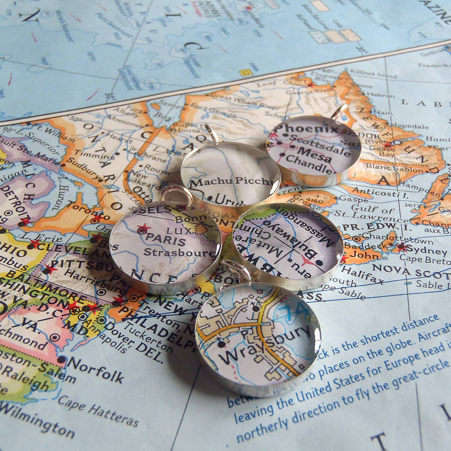 Personalised Sterling Silver Location Map Charm, 1 of 2