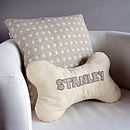 personalised dog bone cushion