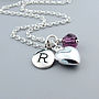 Sterling Silver Heart And Birthstone Necklace, thumbnail 1 of 4