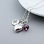 Sterling Silver Heart And Birthstone Necklace, thumbnail 2 of 4
