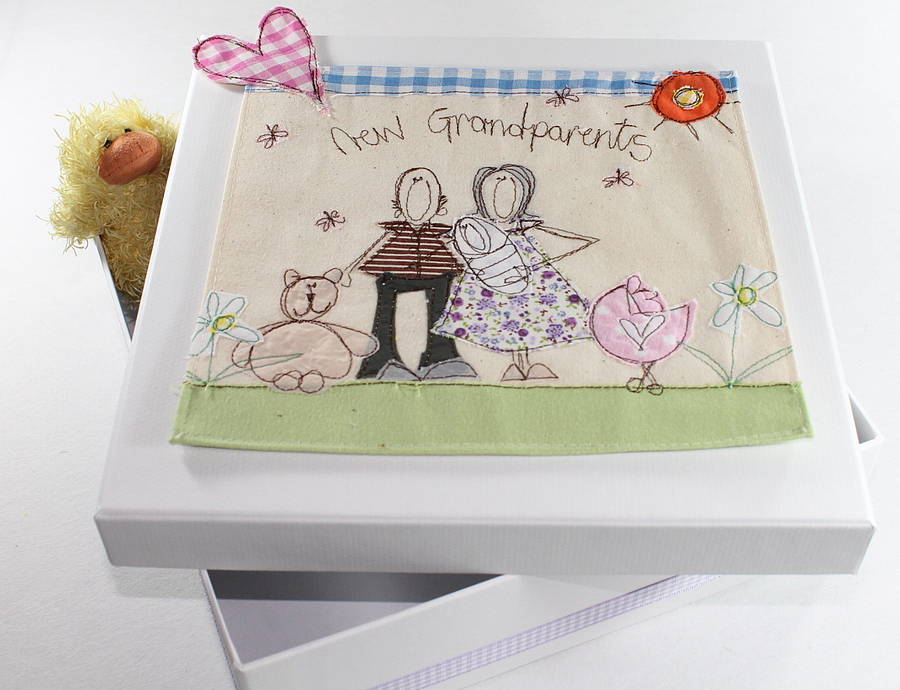 New Grandparents Embroidered Keepsake Box By katy kirkham designs