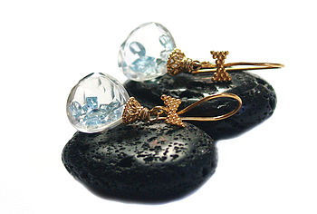 Aquamarine Crystal Quartz Gold Earrings, 2 of 7