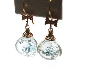 Aquamarine Crystal Quartz Gold Earrings, 4 of 7