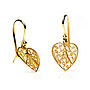 Yellow Gold Filigree Heart Earrings, thumbnail 2 of 3