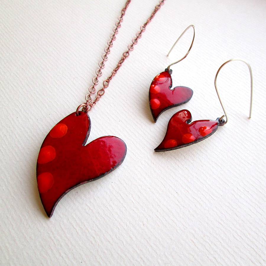 Enamel Heart Pendant Large By Saba Jewellery