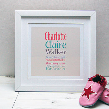 normal new baby personalised details list print
