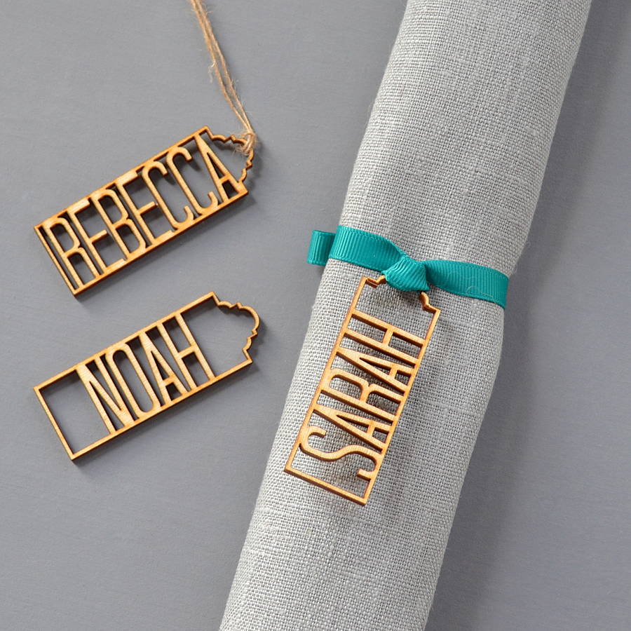 Personalised Wooden Wedding Name Place Settings, 1 of 7
