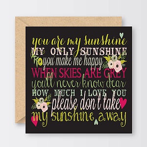 Best Of 55 You Are My Sunshine Valentine Card