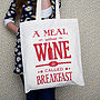 'A Meal Without Wine' Tote Bag, thumbnail 1 of 2