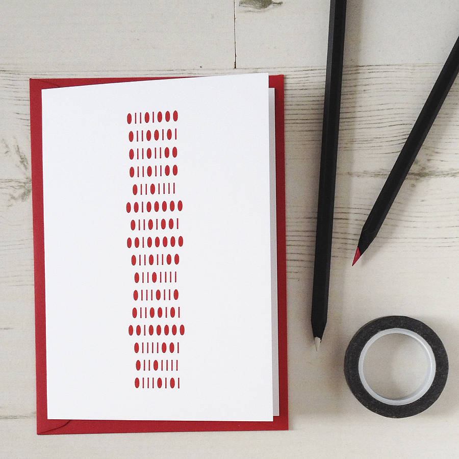 Binary Bits Valentines Card By Newton and the Apple