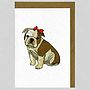 Illustrated Bulldog Girl Pup Blank Card, thumbnail 1 of 4