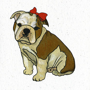 Illustrated Bulldog Girl Pup Blank Card, 2 of 4