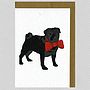 Illustrated Black Pug Blank Card, thumbnail 1 of 4