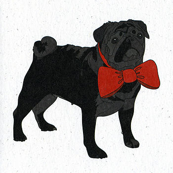 Illustrated Black Pug Blank Card, 2 of 4