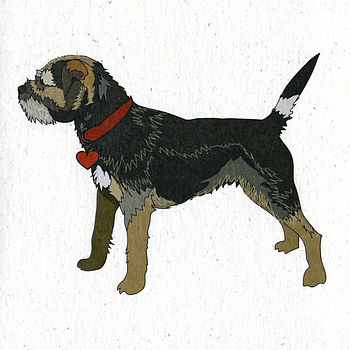 Illustrated Blue Border Terrier Blank Card, 2 of 4