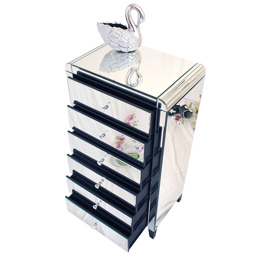 Six Drawer Mirrored Tallboy Chest By Out There Interiors Six Drawer Mirrored Tallboy Chest By Out There Interiors
