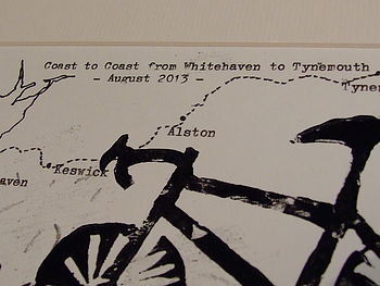 Personalised Bike Print On Hand Drawn Bespoke Map, 10 of 11