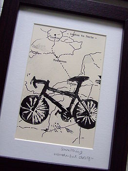 Personalised Bike Print On Hand Drawn Bespoke Map, 11 of 11