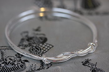 handmade double knot silver bangle by jemima lumley jewellery