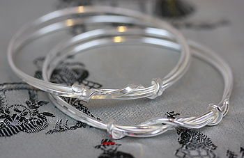 Handmade Lovers Knot Double Silver Bangle, 3 of 6